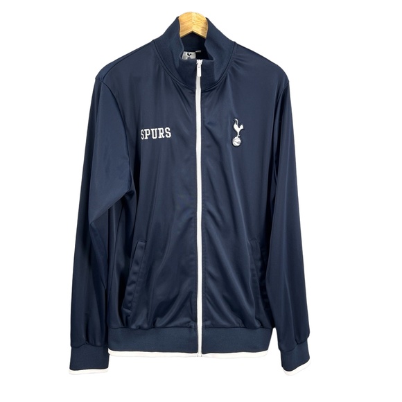 Tottenham Hotspur FC Jacket Navy Zip Front Logo Mens Large Soccer Football - Picture 1 of 7